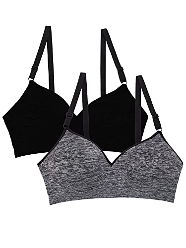 Fruit of the Loom Damski biustonosz Wireless Bra Push-Up (2 sztuki), Czarny/antracyt/Heather, 100B
