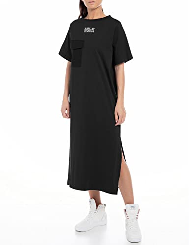 Replay Luźna sukienka damska, 098 BLACK, S