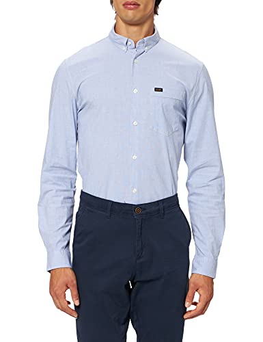 Lee Męska koszula Slim Button Down, Washed Blue, XXL