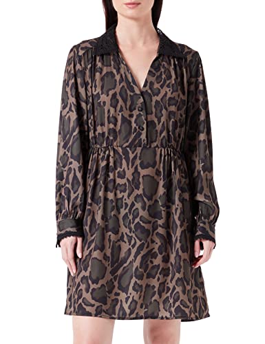 Replay Damska sukienka W9758, 010 Black/Military Green/Olive, L