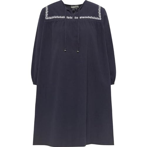 DreiMaster Vintage Damska sukienka midi z haftem boline, granatowa, XS, morski, L