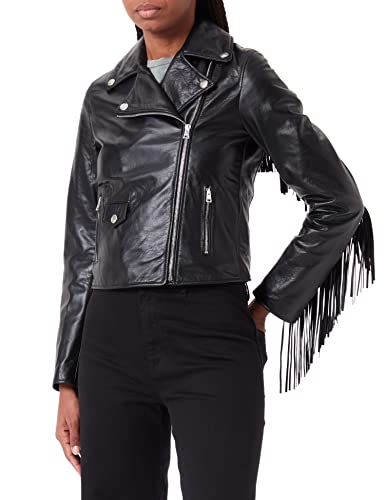 Replay Damska kurtka skórzana W7768, 010 czarna, L