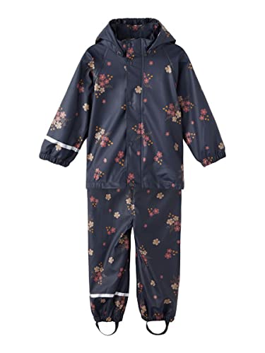 NAME IT Dziewczęca NMFDRY RAIN Set Flower FO NOOS kurtka, ciemny szafir, 92