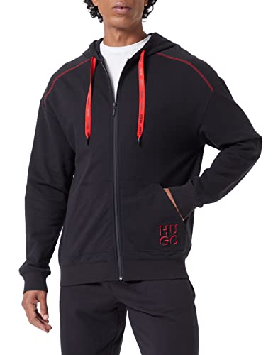 HUGO Męska kurtka z kapturem Monologo Loungewear_Jacket, czarny (Black1), S