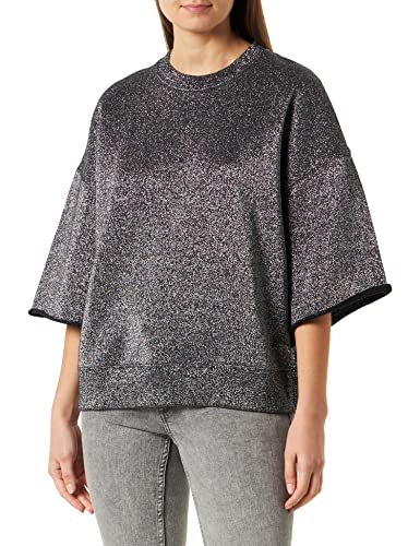 Replay Damska bluza z mieszanki bawełny, srebrna (Silver Lurex 090), L, 090 Silver Lurex, L