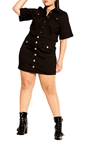 CITY CHIC Damska kurtka JKT Plus Size Crop Button, Czarny, 40 duże rozmiary