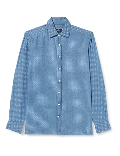 Hackett London Męska koszula z nadrukiem Indigo Print Button Down Shirt, L