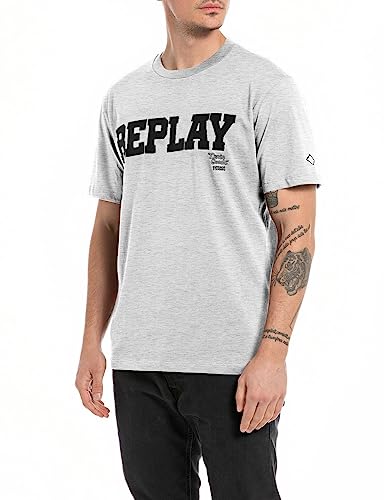 Replay T-shirt męski, Szary melanż M02, L