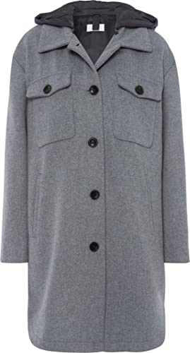BRAX Damski styl Lisbon WOOLOOK płaszcz z nylonowym kapturem, wełniany płaszcz, ciemnoszary, 42