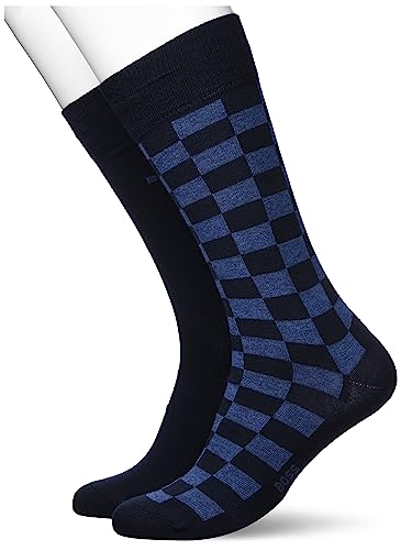 BOSS Męskie skarpety 2P RS Check CC Regular Socks, ciemnoniebieskie, 43-46, ciemnoniebieski, 46 EU