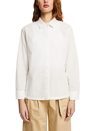 ESPRIT Collection Bluzka koszulowa z haftem, 100% bawełna, biały, S