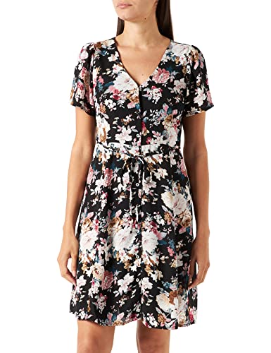 Only Onlsonja S/S Dress Noos Ptm Sukienka damska, Czarny/Aop: Big Larry Flower, 34