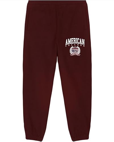 AMERICAN COLLEGE USA Spodnie dresowe męskie, Burgundy, S