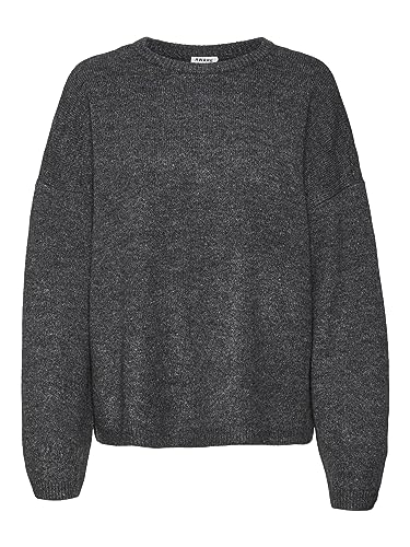 VERO MODA VMGEMMA LS Crew Neck Knit VMA NOOS damski sweter z dzianiny, ciemnoszary melanż, S