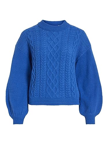 Vila Vichinti O-Neck Cable Knit TOP-NOOS, Lapis Blue, XS
