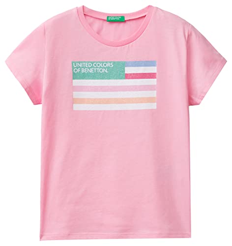 United Colors of Benetton Koszulka dziewczęca z krótkim rękawem, Rosa Intenso 05f, XL