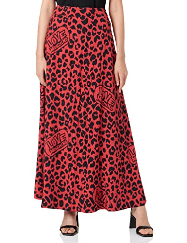 Love Moschino Damska spódnica lopng z animalierskim nadrukiem na całej powierzchni, czerwony czarny (Red Black), 40