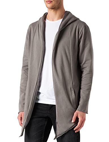 Urban Classics Męska kurtka z długim kapturem z otwartymi krawędziami, kardigan, długa bluza z kapturem w wielu kolorach, rozmiary XS-5XL, asfaltowy, XXL