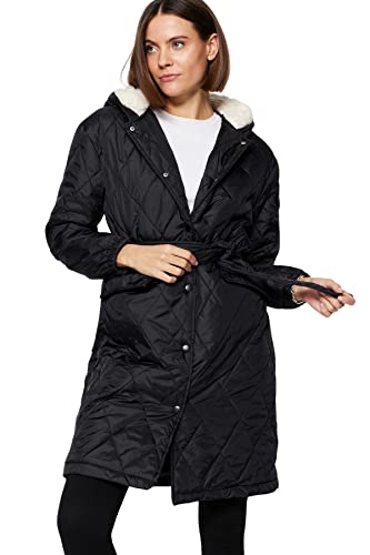Trendyol Damska kurtka zimowa z klapą, jednokolorowa, oversize, czarna, XS, Czarny
