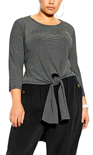 CITY CHIC Damska koszula plus size prosta sukienka w paski, Pasek, 48