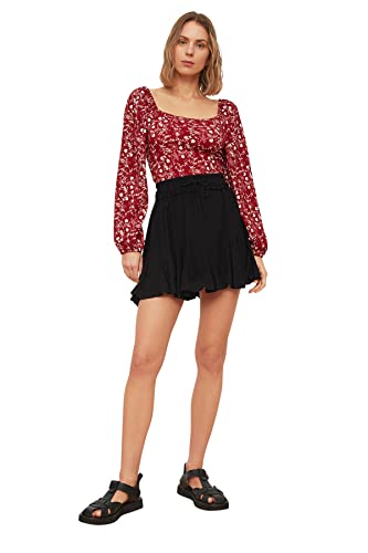 Trendyol Women's drapowana spódnica z dzianiny, czarna, ekstra duża