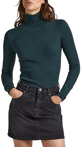 Pepe Jeans Damski sweter Dalia z zawijanym kołnierzem, Zielony (Regent Green), S