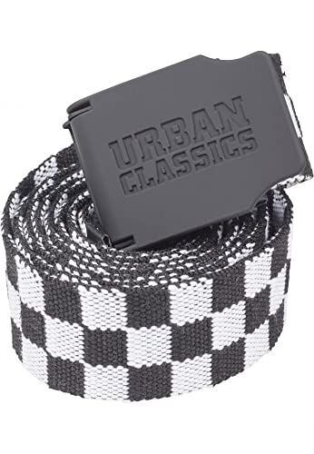 Urban Classics UC Canvas Belt Checkerboard 150 cm Unisex pasek czarny/biały Basics, Wielokolorowa (Checkerboard 00826), 150