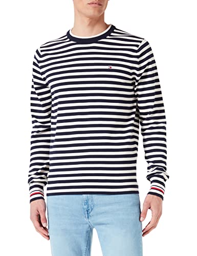 Tommy Hilfiger Sweter z okrągłym dekoltem 1985 Swetry Mężczyźni, Pustynne niebo / wyblakły biały pasek, M