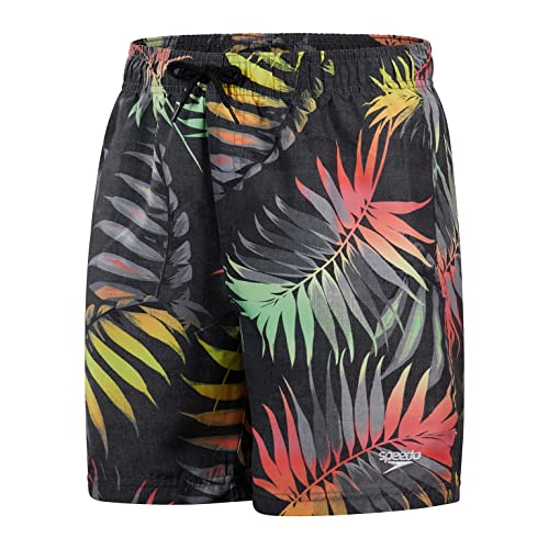 Speedo Chłopięcy strój kąpielowy z nadrukiem 38 cm, czarny/zielony/fluo mandarynka, 10 lat