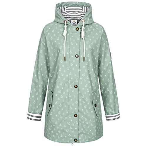 Ankerglut Damen Friesennerz Regenmantel Regenjacke Mit Kapuze Wasserdicht Wetterfest Windbreaker Übergangsjacke #Ankerglutzauber Kurtka przeciwdeszczowa damska, slategray, 38