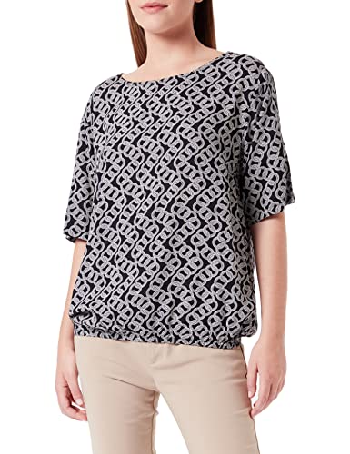 KAFFE Damska koszulka z krótkim rękawem z nadrukiem, czarna/piaskowa dolar, 40