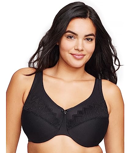 Glamorise Biustonosz z fiszbinami z fiszbinami w rozmiarze plus size Wonderwire #9003 czarny, Czarny, 95D