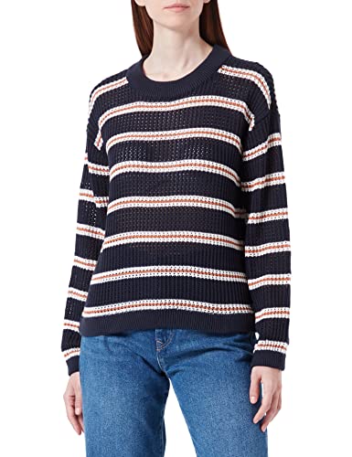 TOM TAILOR Denim Damski Sweter z dzianiny 1033046, 30348 - Navy Horizontal Stripe, L