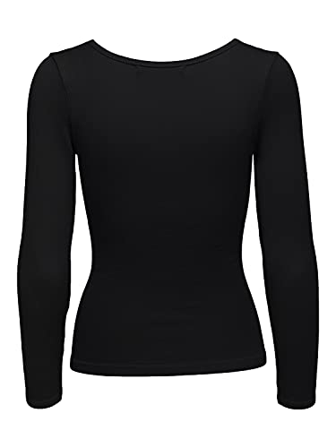 ONLY Onlgwen Ls Rib Top PNT koszulka z długim rękawem, czarny, M