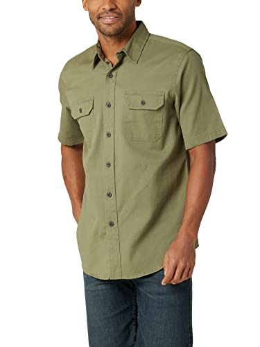 Wrangler Authentics Klasyczna męska koszula z krótkim rękawem, tkana, Olivin, M