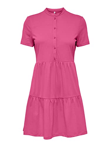 ONLY Women's ONLMAY S/S Placket Dress Box JRS, sukienka Shocking Pink, XS, Shocking Pink, XS