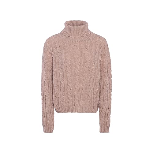 piano Damski sweter z dzianiny z golfem akryl beżowy rozmiar M/L, beżowy, M