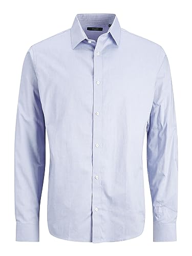 JACK & JONES Męska koszula Jprblabelfast L/S Noos koszula rekreacyjna, Cashmere Blue/Fit: comfort Fit, XXL