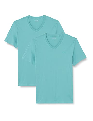 MUSTANG Męski t-shirt z dekoltem w serek, niebieski mineralny 6236, 5XL (2 sztuki)