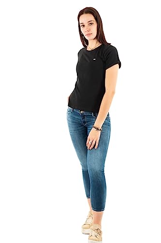 Tommy Jeans Koszulka damska z krótkim rękawem TJW Soft Okrągły dekolt, czarny, M