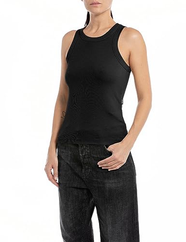 Replay Damski tank top slim fit, 098 BLACK, XS