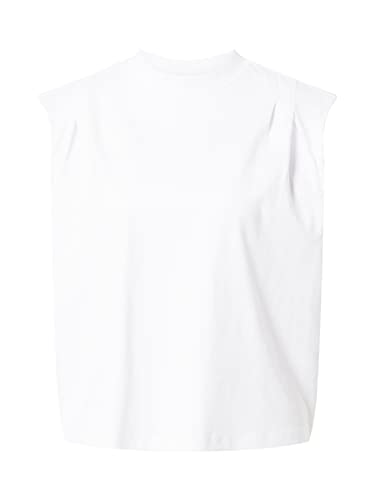 Urban Classics Women's Ladies Organic Heavy Pleated Shoulder Top T-Shirt, White, M, biały, M