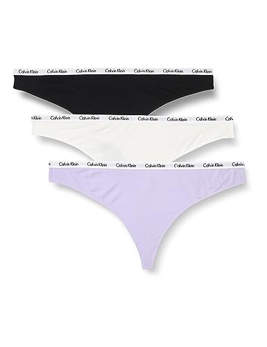 Calvin Klein Majtki stringi damskie, Czarny/biały/pastelowy liliowy, XL