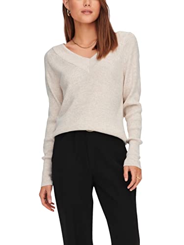 ONLY Damski sweter Onlnew Tessa L/S dekolt w serek KNT (opakowanie 3 szt.), Pumice Stone/szczegóły: melanż, L