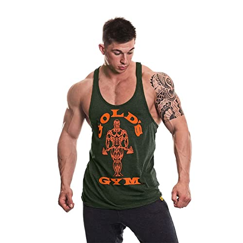 Gold's Gym Męska kamizelka Muscle Joe Premium Stringer, Army Marl/Orange, L