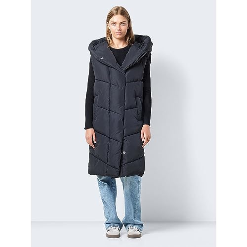 NOISY MAY Damska kamizelka NMTALLY L/S Long Vest NOOS pikowana kamizelka, czarna, S, czarny, S