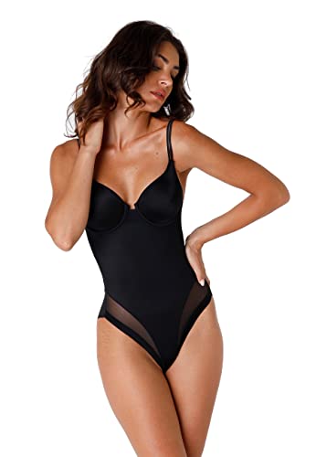 LOVABLE Millennium Bilans Body z Biustonosz z Fiszbiną Kobiety, Czarny, 85B