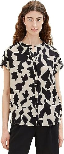 TOM TAILOR Bluzka damska o luźnym kroju, 32145 - Black Big Abstract Design, 32