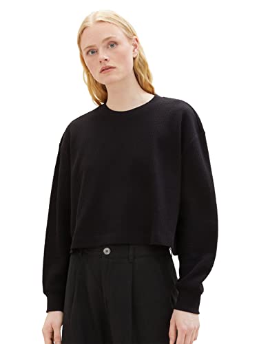 TOM TAILOR Denim Cropped Basic bluza damska, 14482-Deep Black, L
