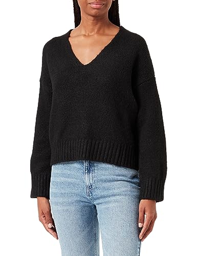 Bestseller A/S Damski sweter Pcnancy Ls Reversible Vneck Knit Noos Bc, czarny, XS